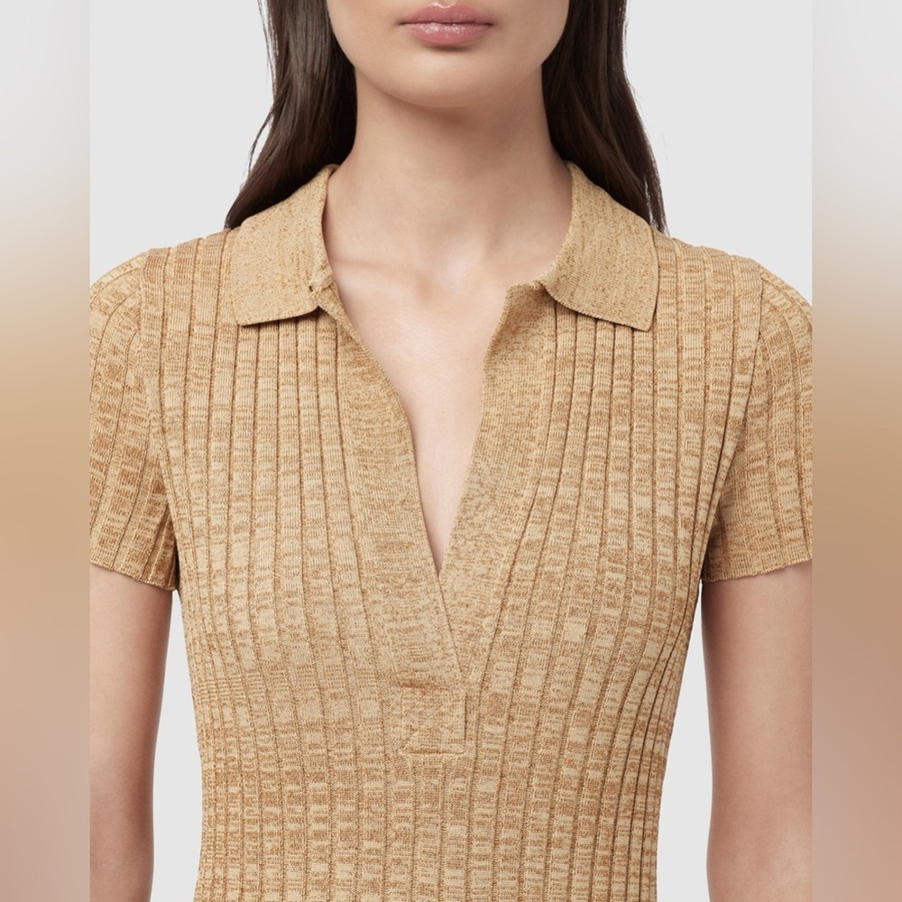 Manning Cartell Kith Polo Mini Dress Camel Knit Metallic Beige Xs Stretchy — image 7 of 8